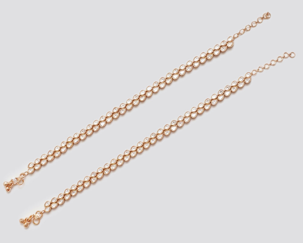 Kundan Gold Anklets Zevar By Geeta - Fabilicious Fashion