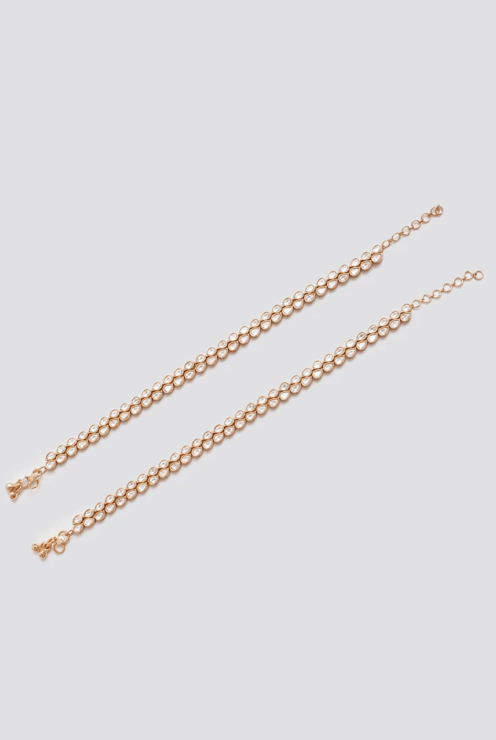 Kundan Gold Anklets Zevar By Geeta - Fabilicious Fashion