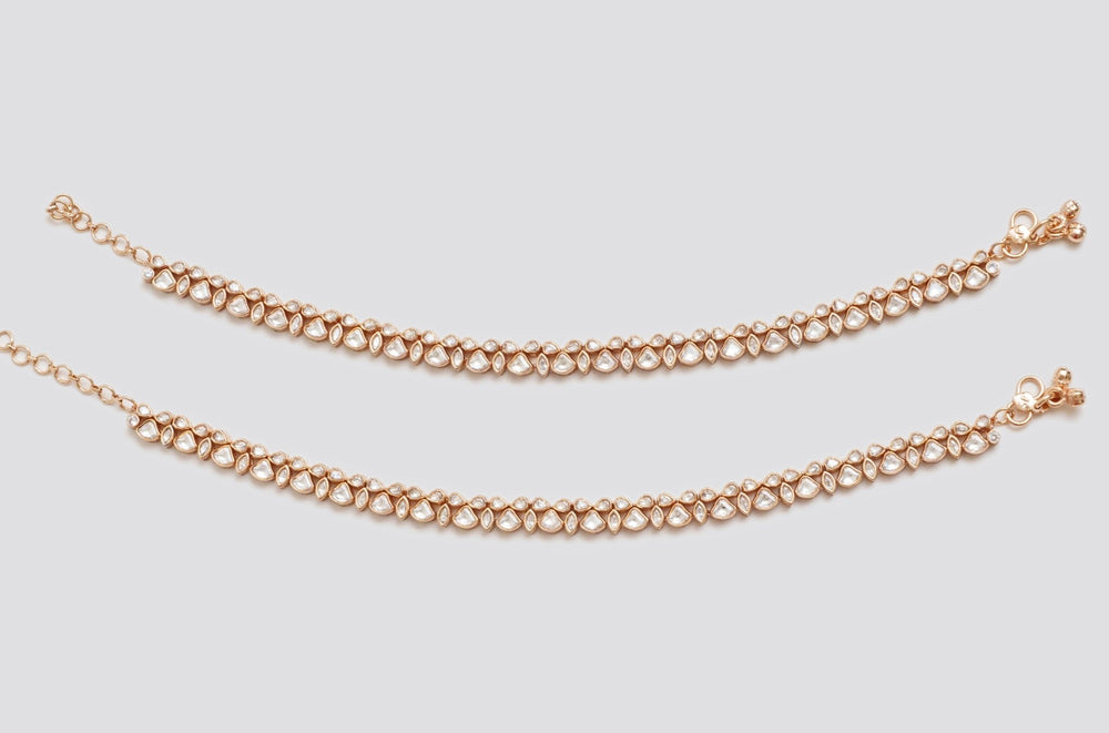 Kundan Gold Anklets Zevar By Geeta - Fabilicious Fashion