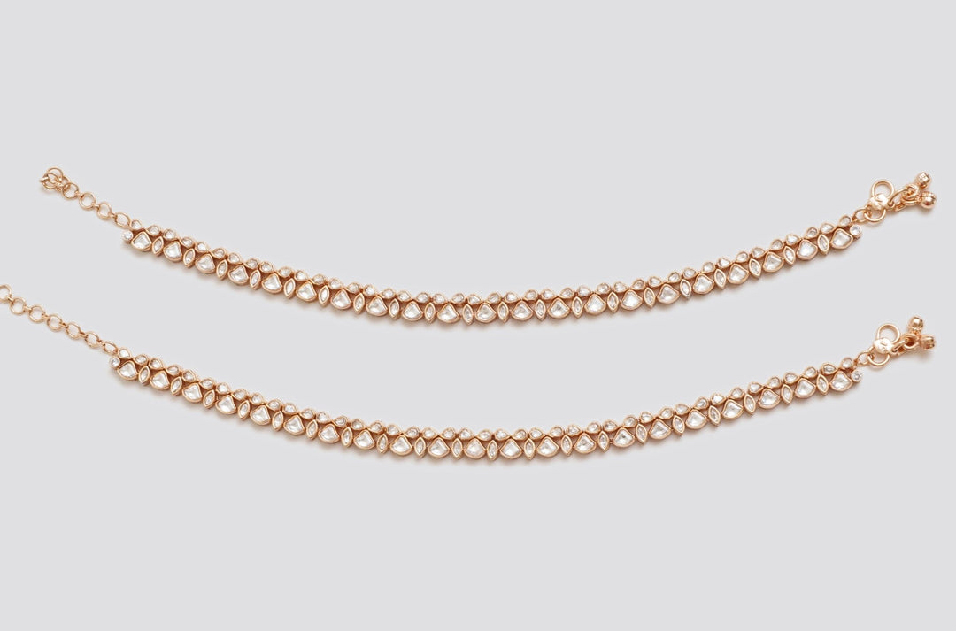 Kundan Gold Anklets Zevar By Geeta - Fabilicious Fashion
