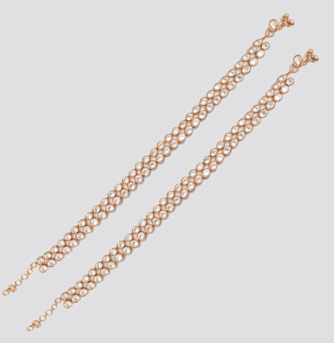 Kundan Gold Anklets Zevar By Geeta - Fabilicious Fashion