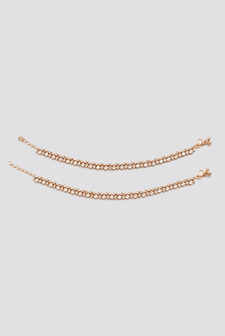 Kundan Gold Anklets Zevar By Geeta - Fabilicious Fashion