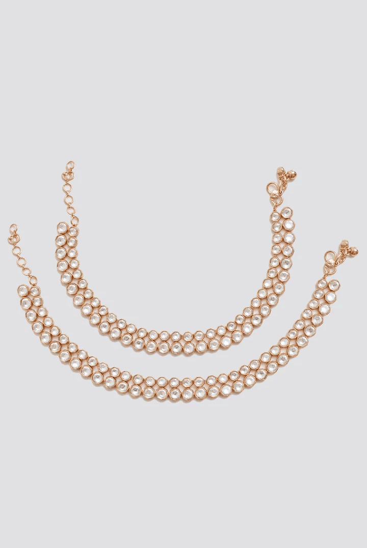 Kundan Gold Anklets Zevar By Geeta - Fabilicious Fashion