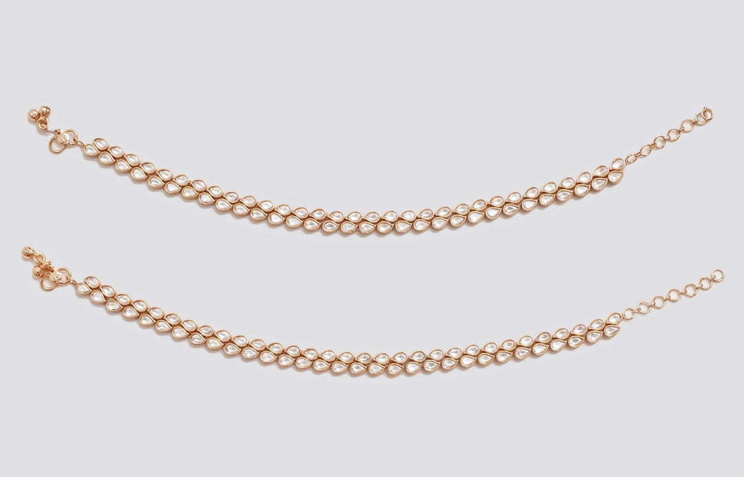 Kundan Gold Anklets Zevar By Geeta - Fabilicious Fashion