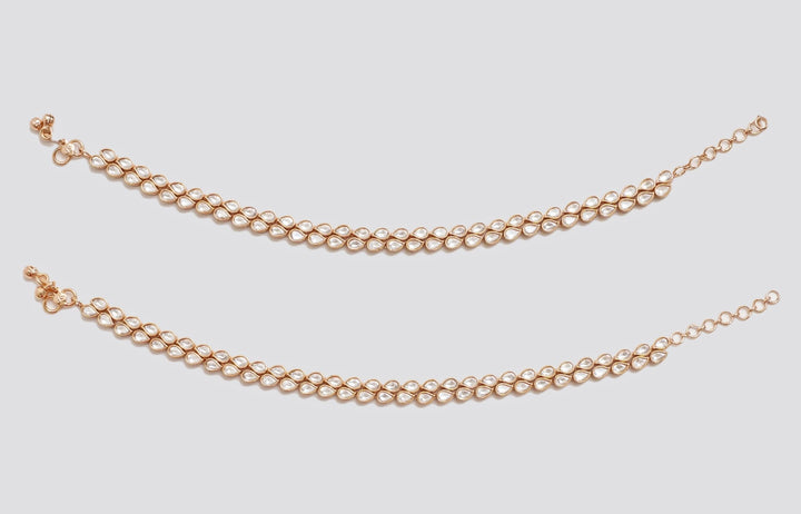 Kundan Gold Anklets Zevar By Geeta - Fabilicious Fashion