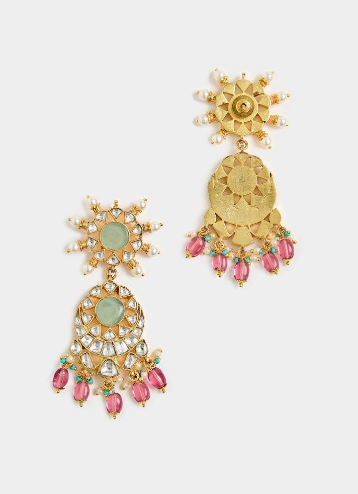 Kundan Green And Pink Beaded Bridal Choker Set Vivinia By Vidhi Mehra - Fabilicious Fashion