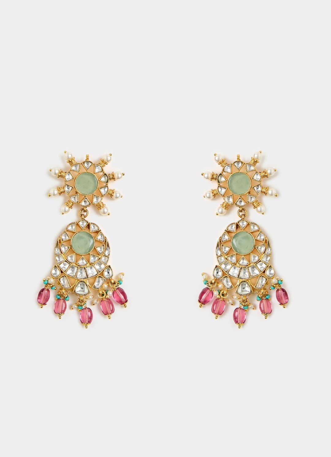 Kundan Green And Pink Beaded Bridal Choker Set Vivinia By Vidhi Mehra - Fabilicious Fashion