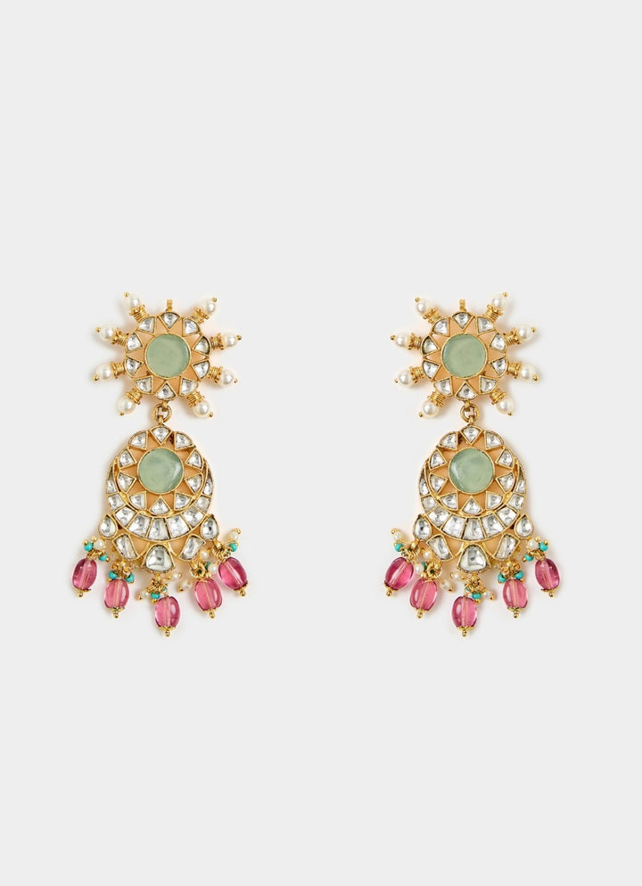 Kundan Green And Pink Beaded Bridal Choker Set Vivinia By Vidhi Mehra - Fabilicious Fashion