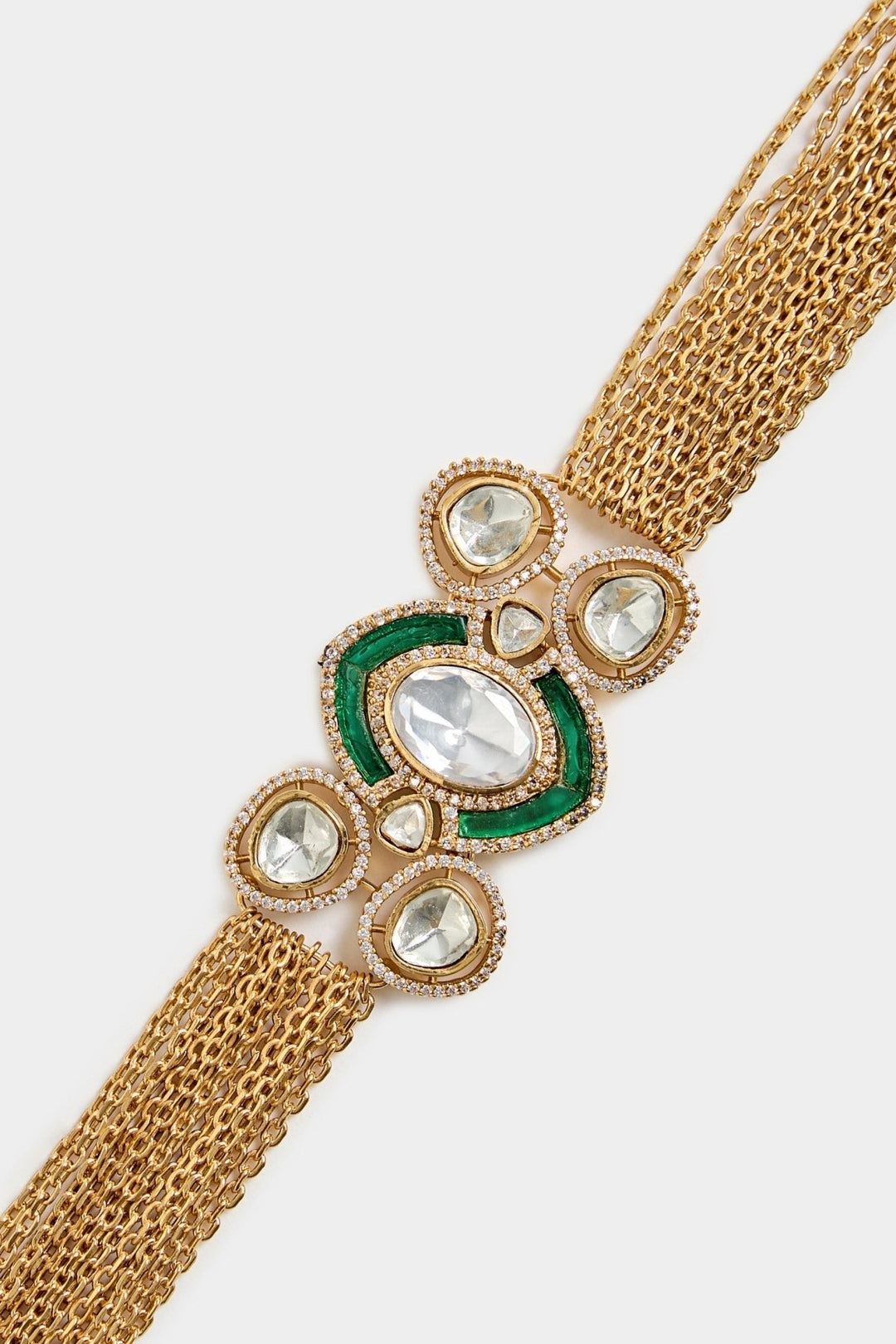 Kundan Green And White Choker Necklace Set Vivinia By Vidhi Mehra - Fabilicious Fashion