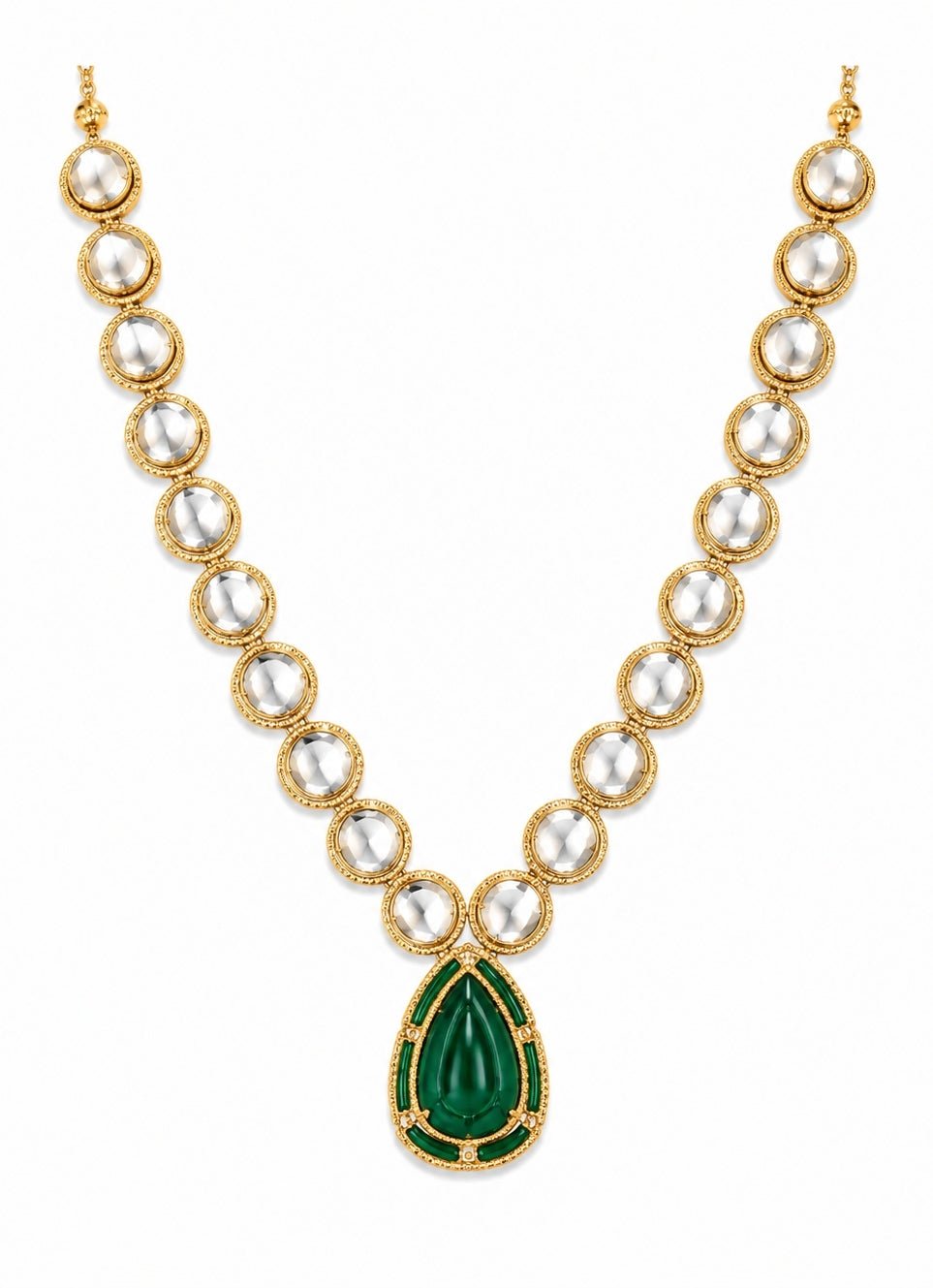Vivinia By Vidhi Mehra Kundan Green Drop Pendant NecklaceFabilicious Fashion