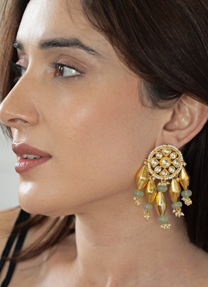 Do Taara Kundan Mint Green EarringsFabilicious Fashion