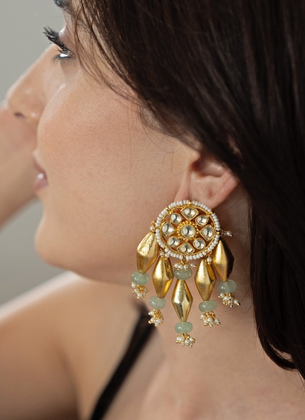 Do Taara Kundan Mint Green EarringsFabilicious Fashion
