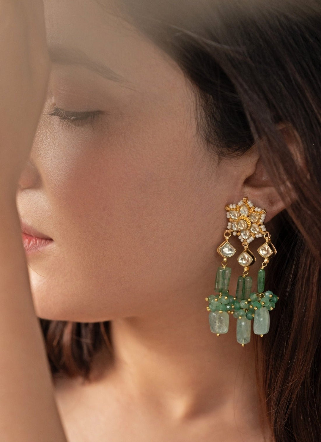 Do Taara Kundan Mint Green EarringsFabilicious Fashion