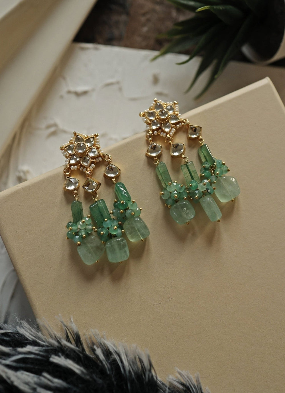 Do Taara Kundan Mint Green EarringsFabilicious Fashion