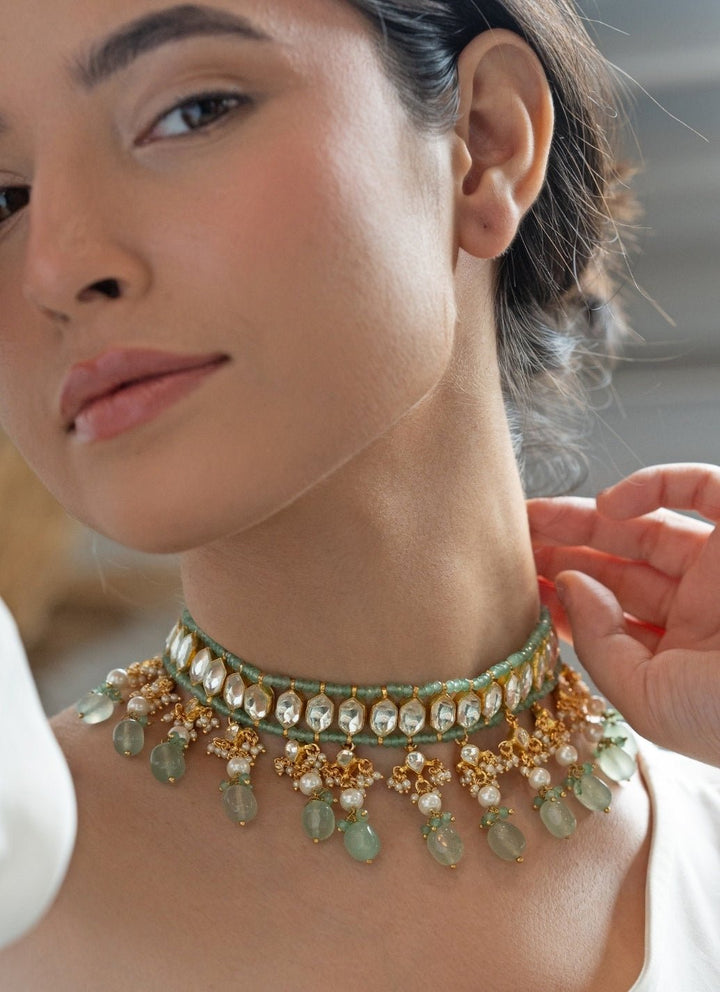 Do Taara Kundan Mint Green NecklaceFabilicious Fashion