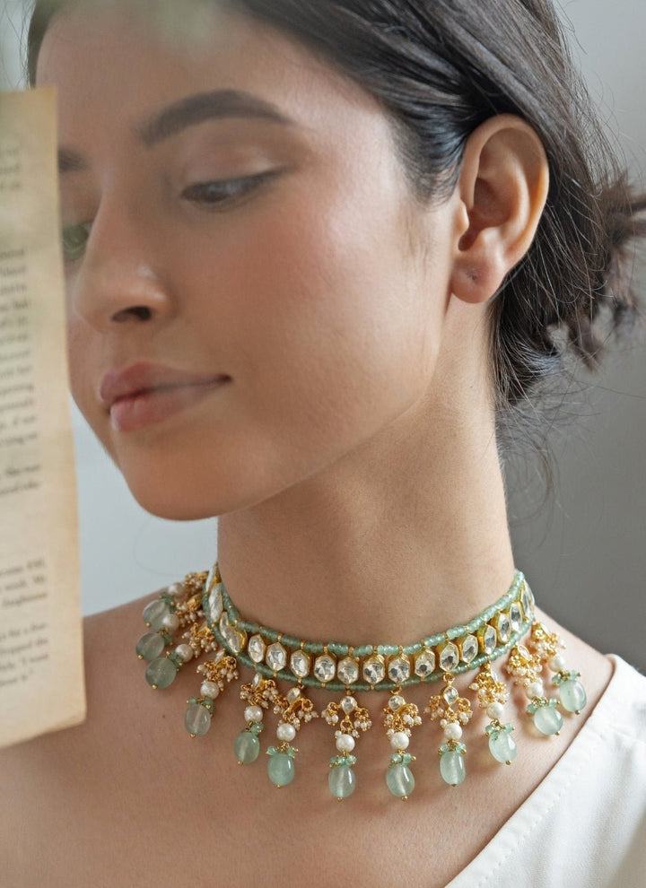 Do Taara Kundan Mint Green NecklaceFabilicious Fashion