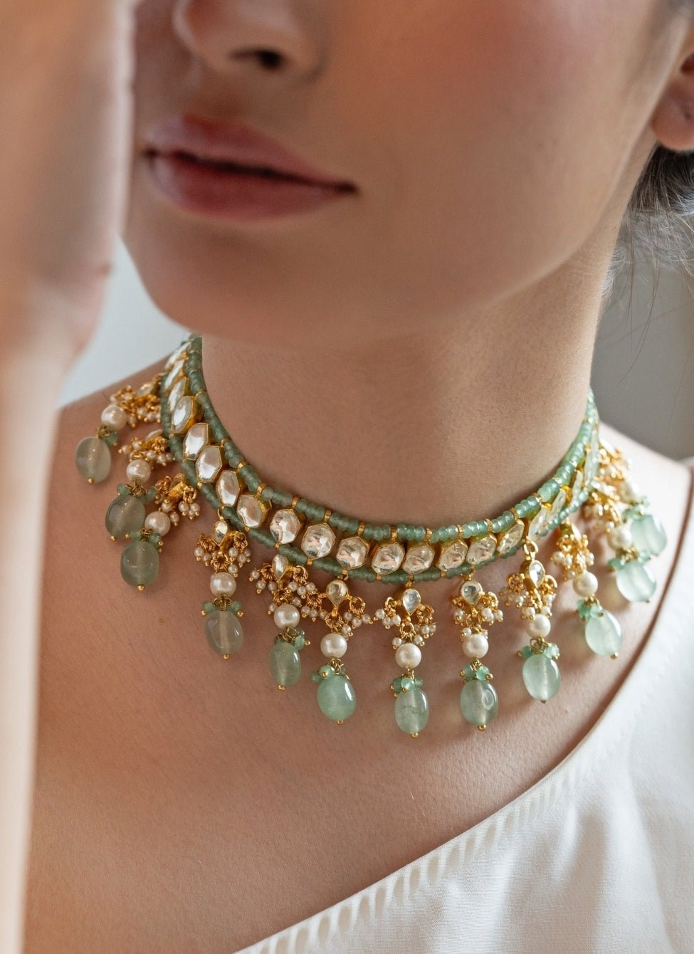 Do Taara Kundan Mint Green NecklaceFabilicious Fashion