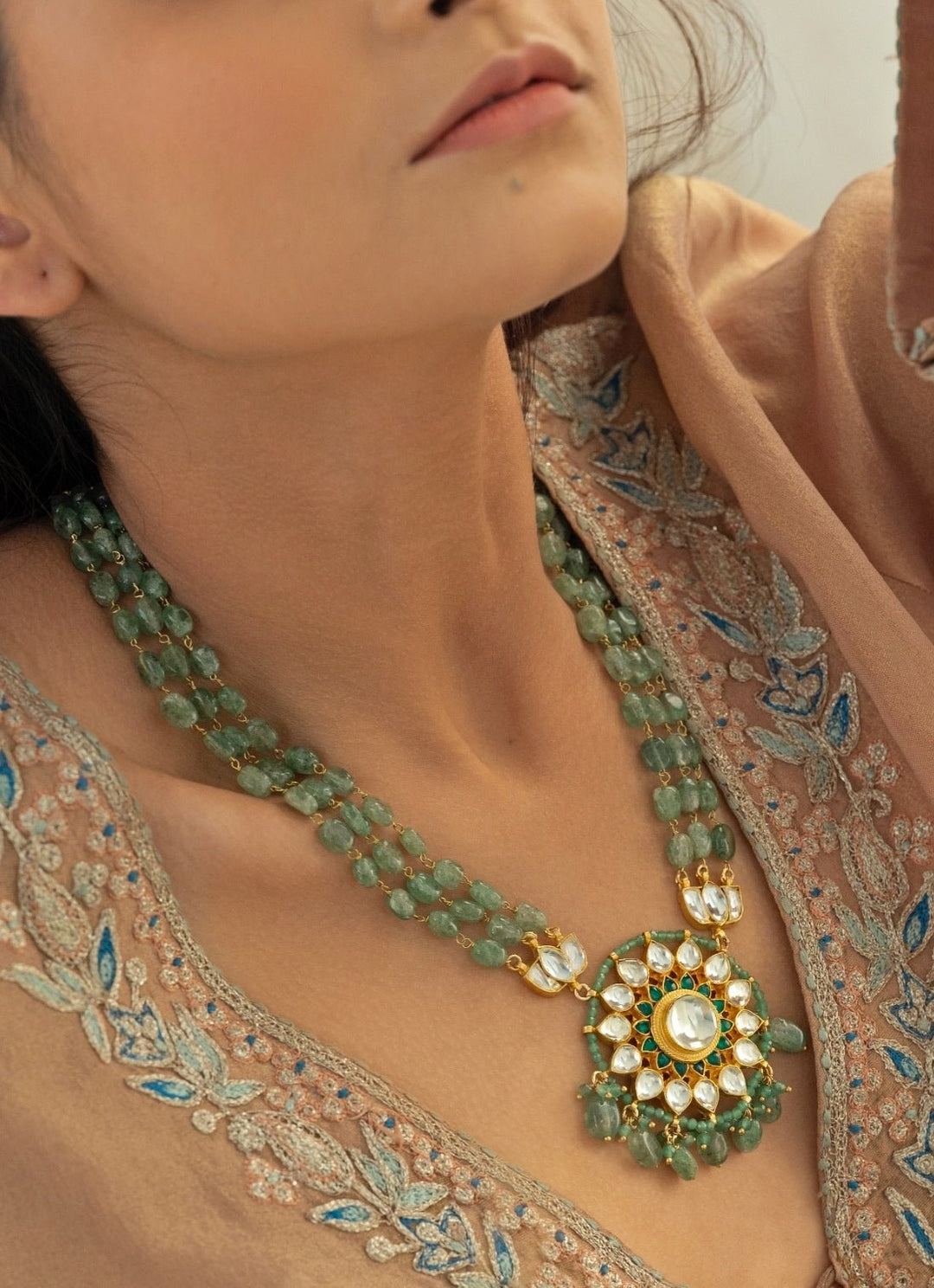 Do Taara Kundan Mint Green NecklaceFabilicious Fashion
