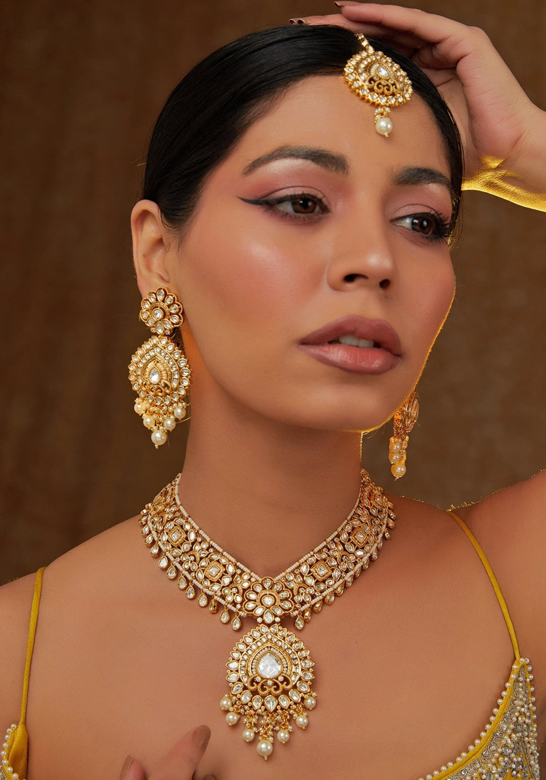 Kundan Necklace Tear Drop Set Zevar by Geeta - Fabilicious Fashion