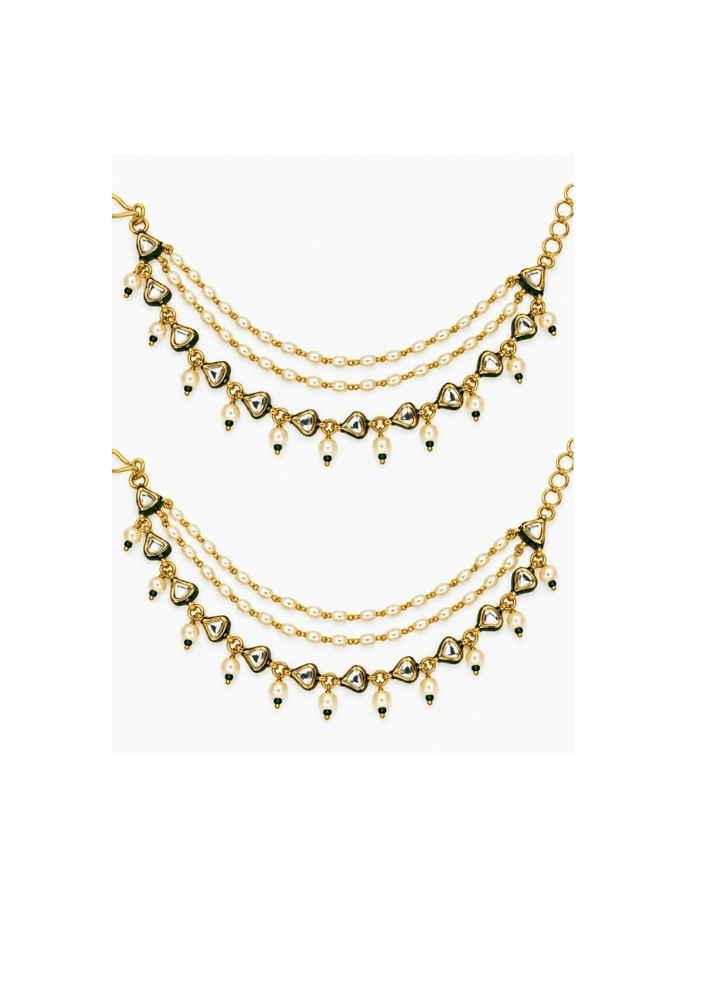 Vivinia By Vidhi Mehra Kundan Pearl Cascade EarchainFabilicious Fashion