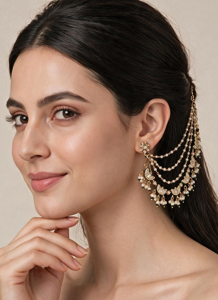 Vivinia By Vidhi Mehra Kundan Pearl EarchainFabilicious Fashion