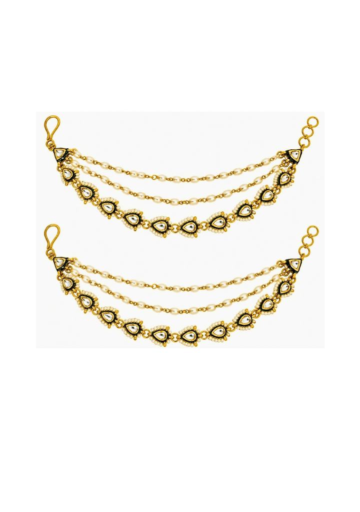Vivinia By Vidhi Mehra Kundan Pearl Layered EarchainFabilicious Fashion