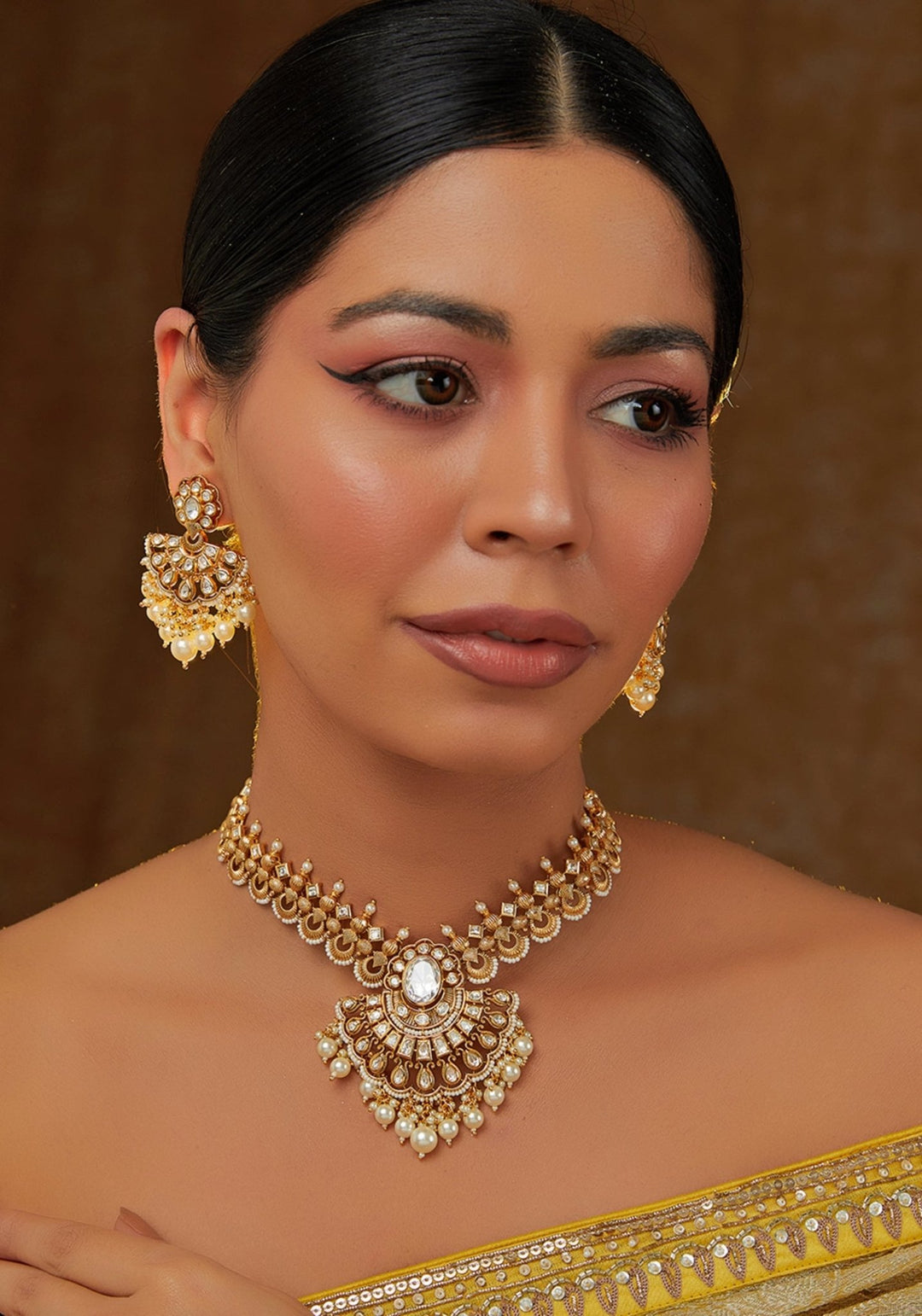 Kundan Pendant Necklace Set Zevar by Geeta - Fabilicious Fashion