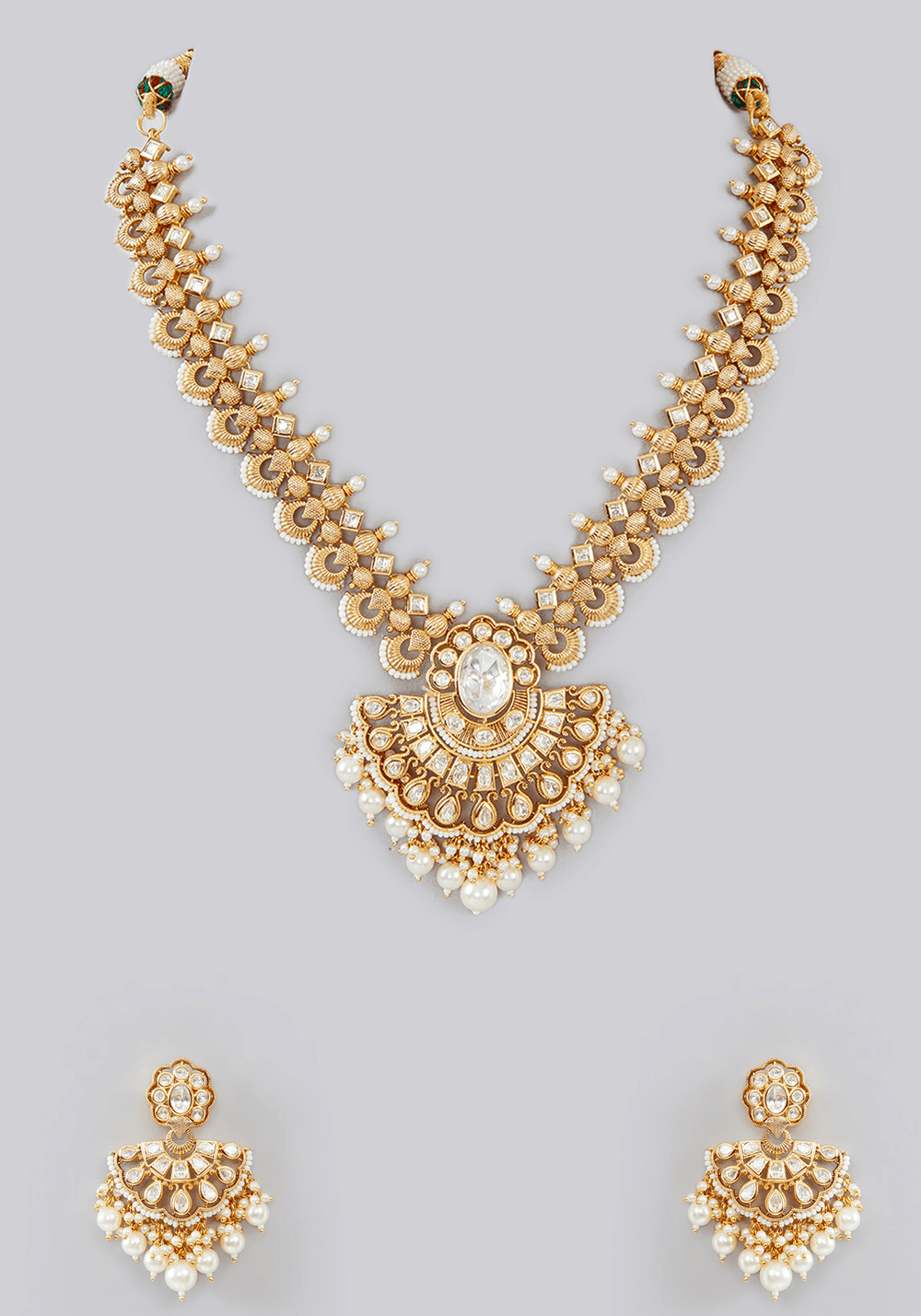 Kundan Pendant Necklace Set Zevar by Geeta - Fabilicious Fashion