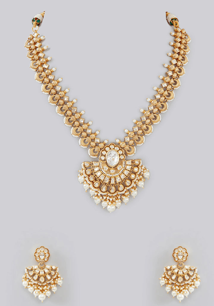 Kundan Pendant Necklace Set Zevar by Geeta - Fabilicious Fashion
