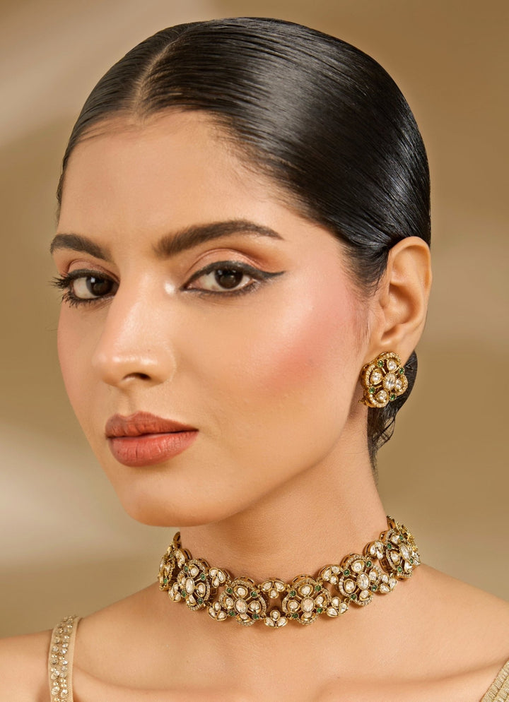 Kundan Polki Floral Choker Necklace Vivinia By Vidhi Mehra - Fabilicious Fashion