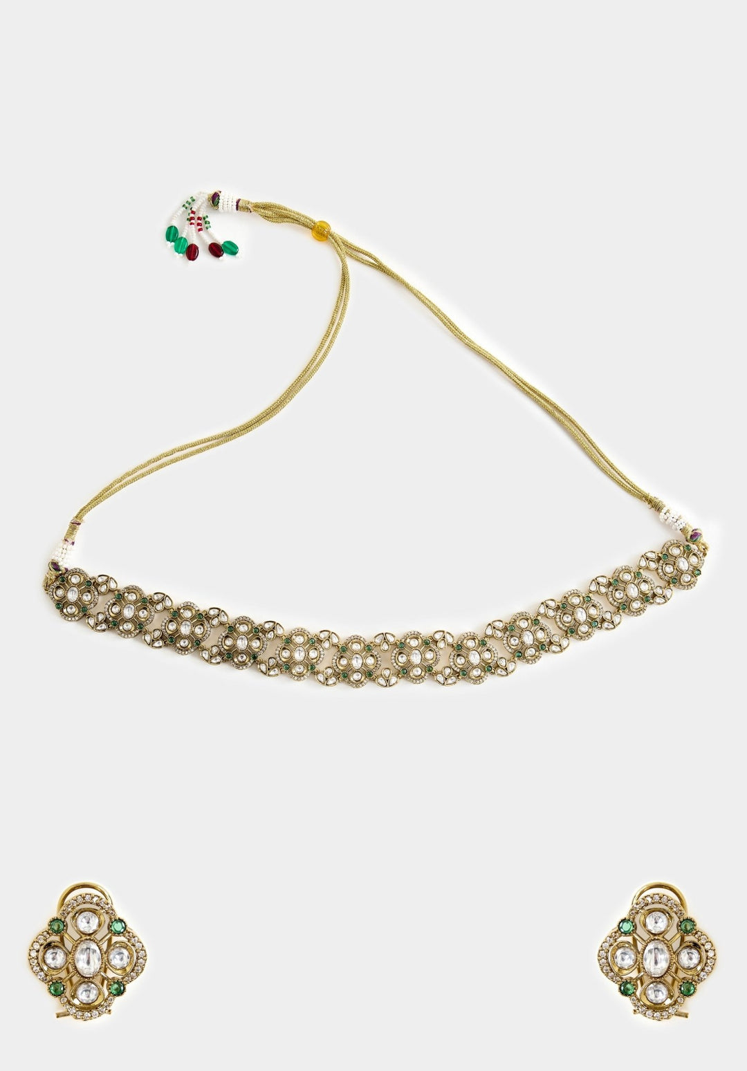 Kundan Polki Floral Choker Necklace Vivinia By Vidhi Mehra - Fabilicious Fashion