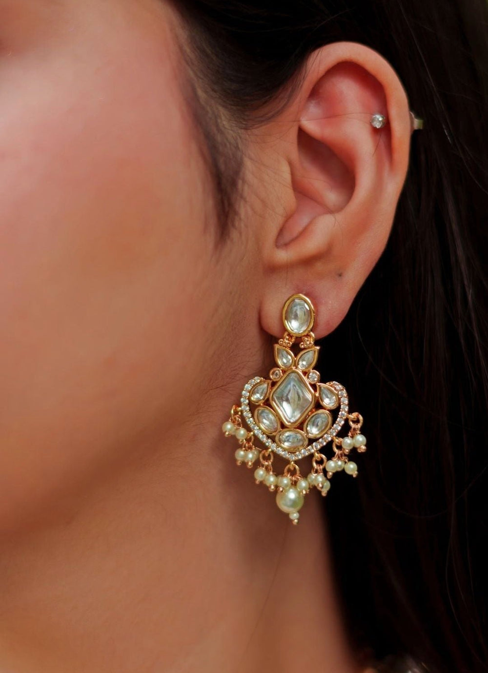 Kundan Polki Gold Necklace Set Zevar By Geeta - Fabilicious Fashion
