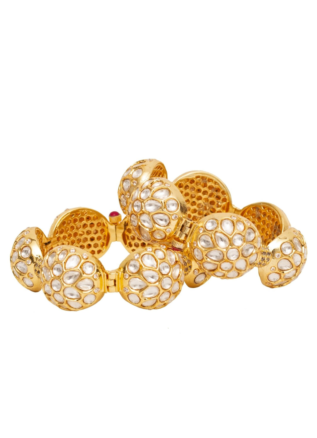 Kundan Polki Gold Plated Bangle Set Vivinia by Vidhi Mehra - Fabilicious Fashion