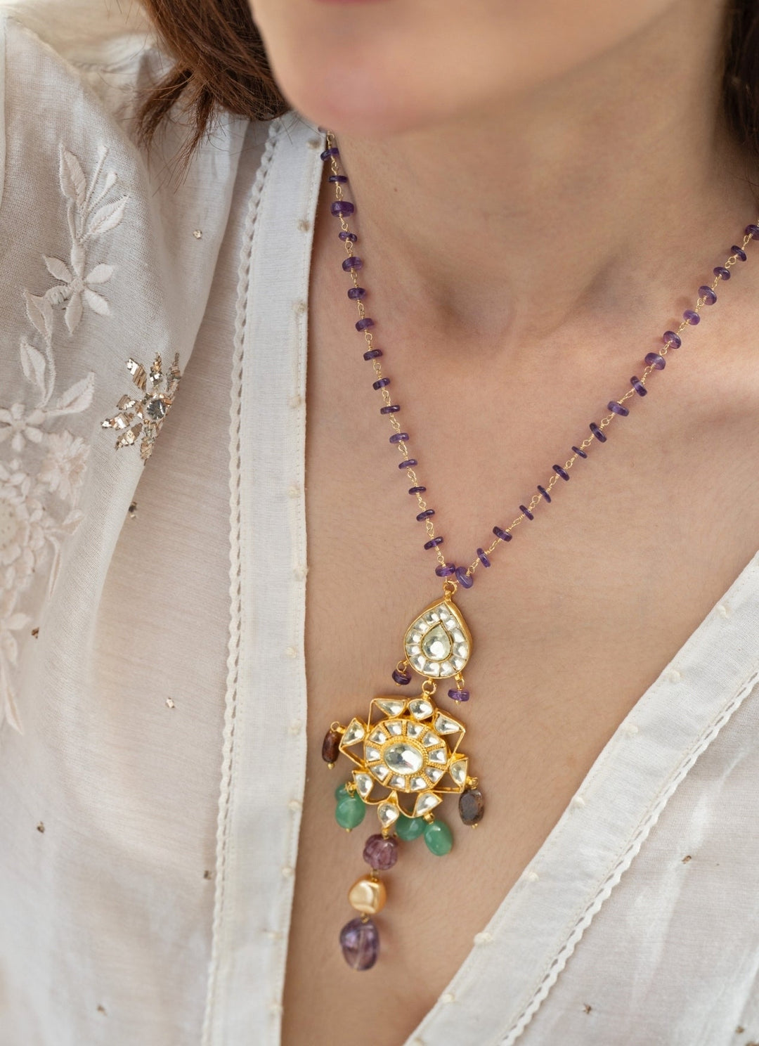 Do Taara Kundan Purple NecklaceFabilicious Fashion