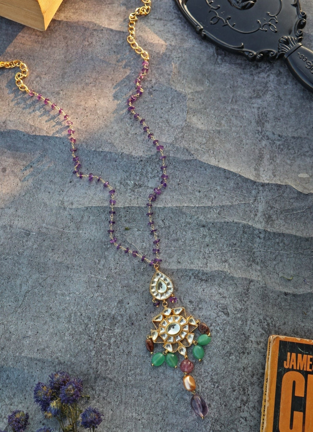 Do Taara Kundan Purple NecklaceFabilicious Fashion