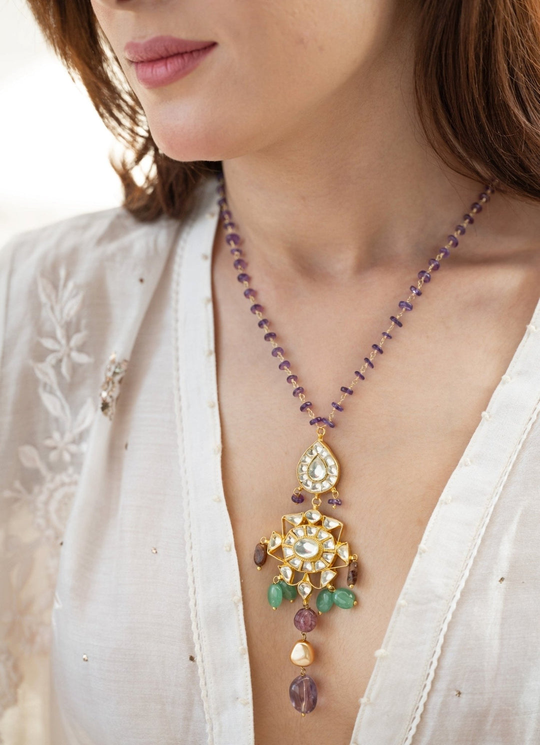 Do Taara Kundan Purple NecklaceFabilicious Fashion