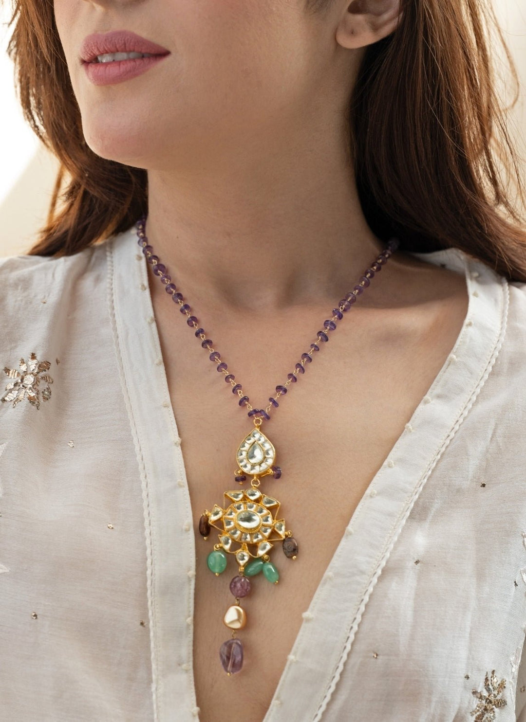 Do Taara Kundan Purple NecklaceFabilicious Fashion