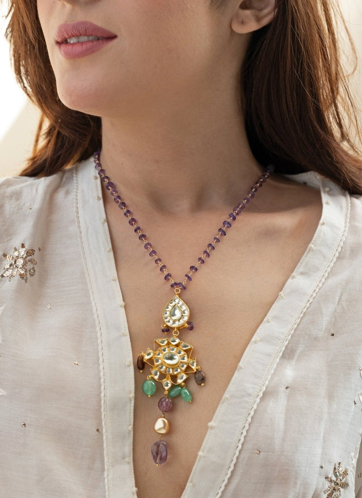 Do Taara Kundan Purple NecklaceFabilicious Fashion