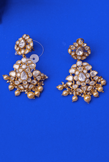 Kundan Small Earrings Zevar by Geeta - Fabilicious Fashion