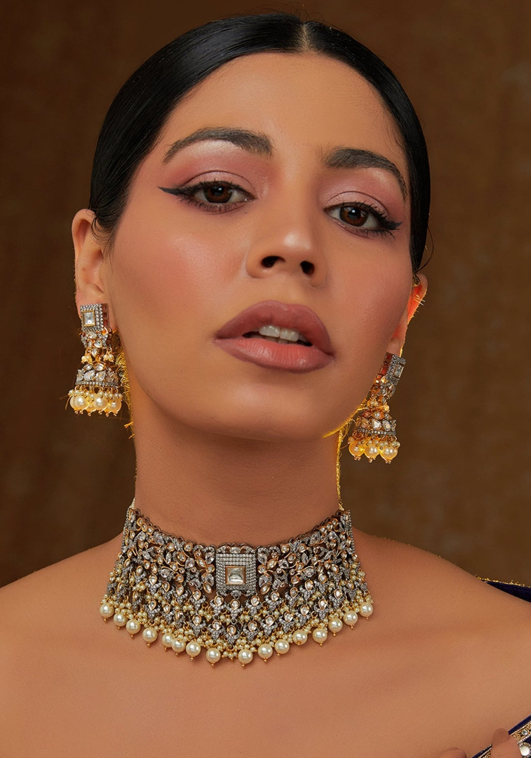 Kundan Statement Choker Set Zevar by Geeta - Fabilicious Fashion