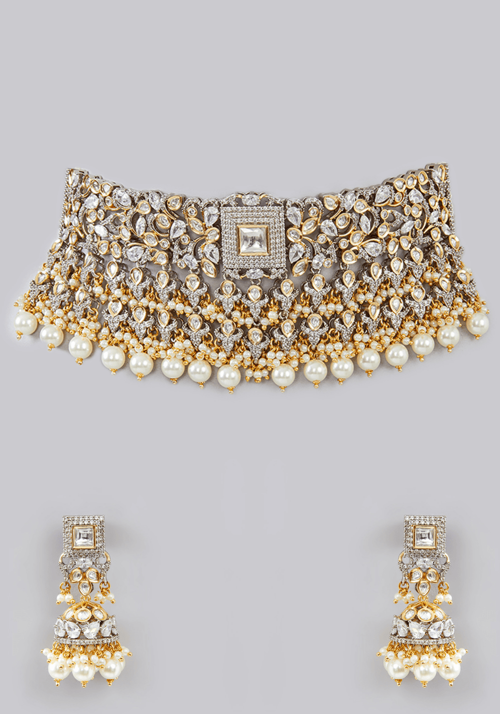 Kundan Statement Choker Set Zevar by Geeta - Fabilicious Fashion
