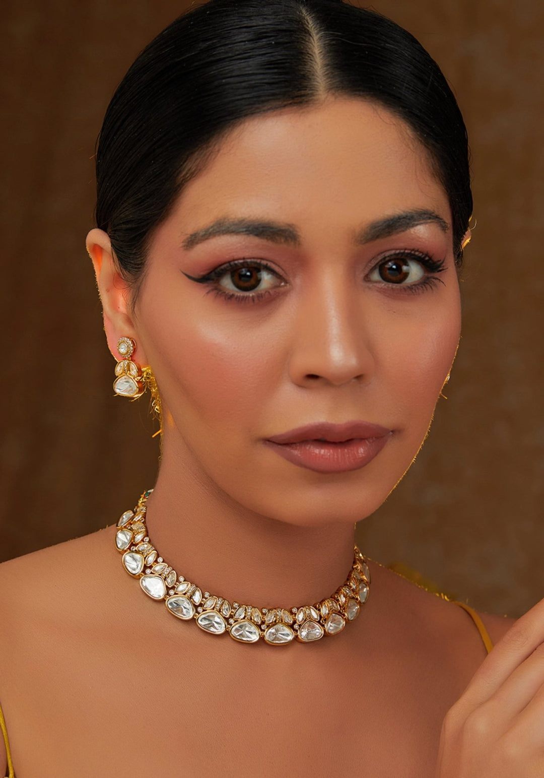 Kundan Stone Gold Plated Choker Set Zevar by Geeta - Fabilicious Fashion