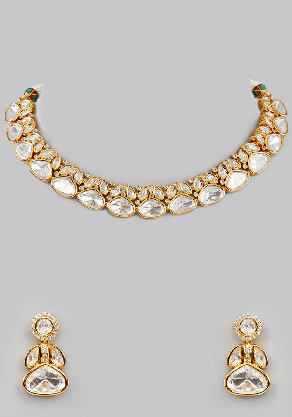Kundan Stone Gold Plated Choker Set Zevar by Geeta - Fabilicious Fashion