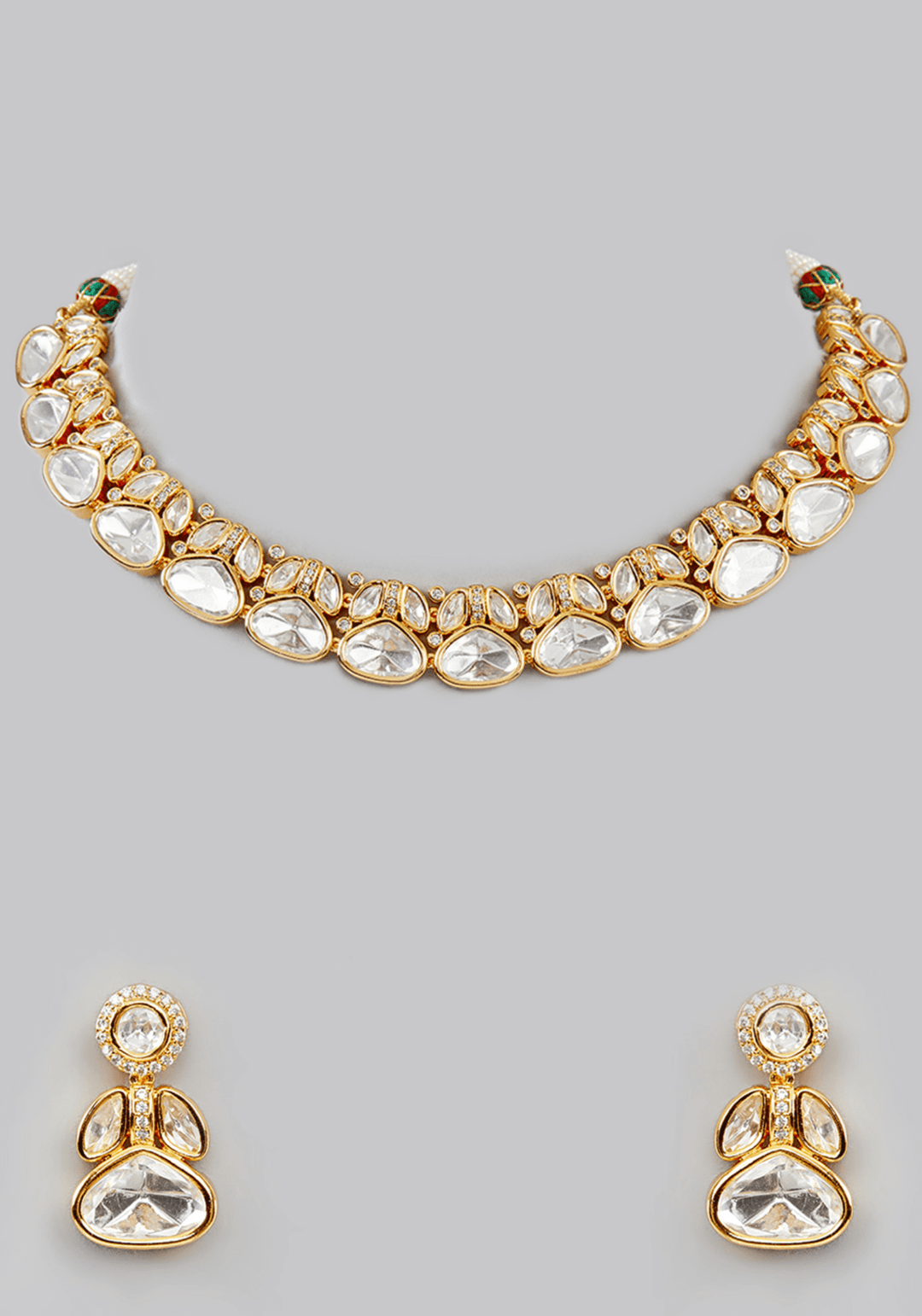 Kundan Stone Gold Plated Choker Set Zevar by Geeta - Fabilicious Fashion