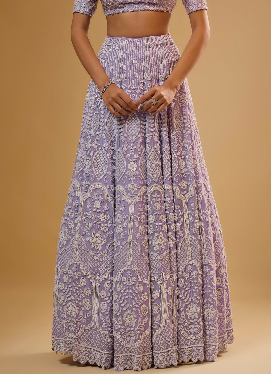 Lavender Embroidered Georgette Lehenga Set Renee Label - Fabilicious Fashion