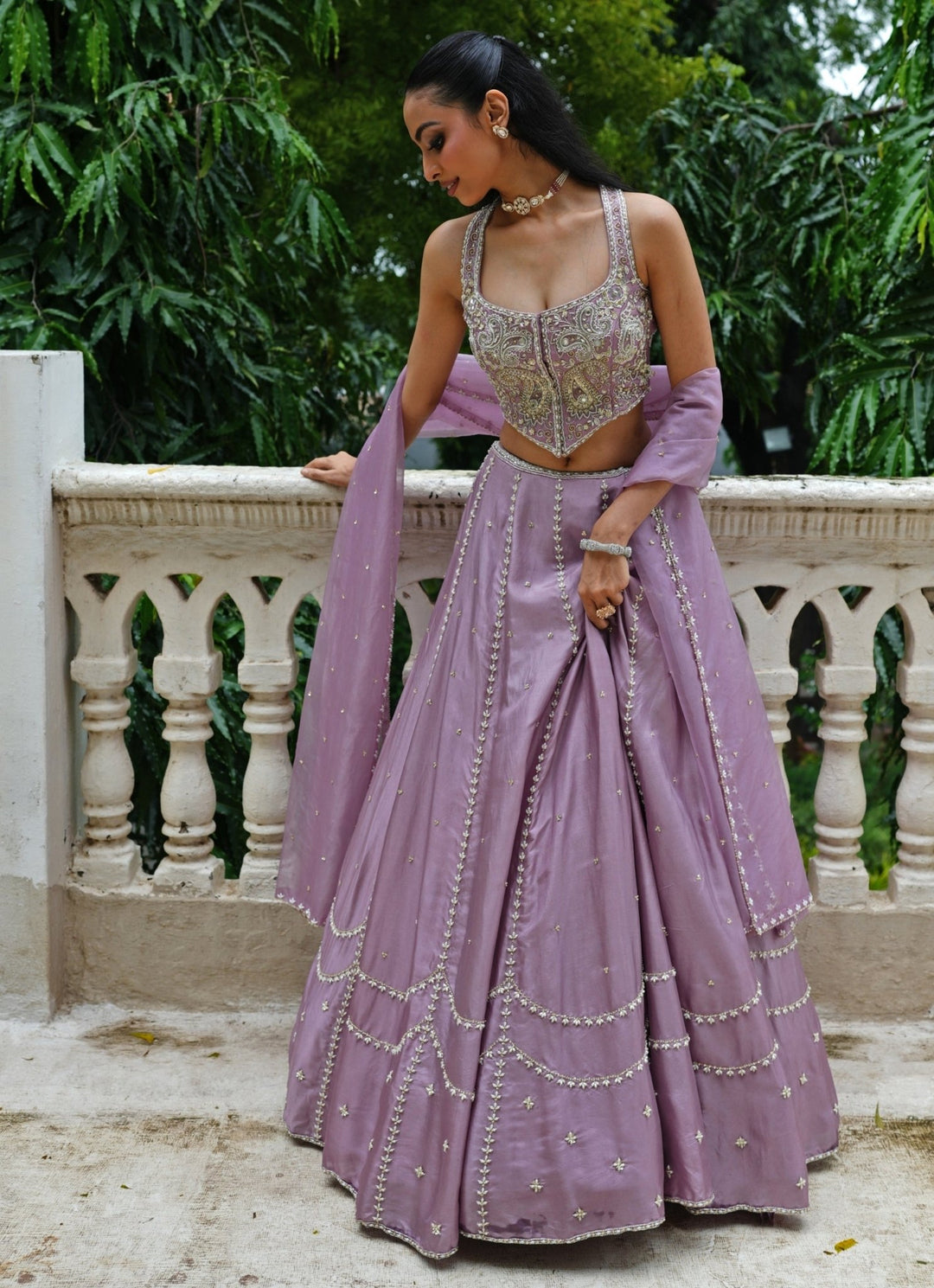Lavender Embroidered Silk Lehenga Set Enamour by Radha - Fabilicious Fashion