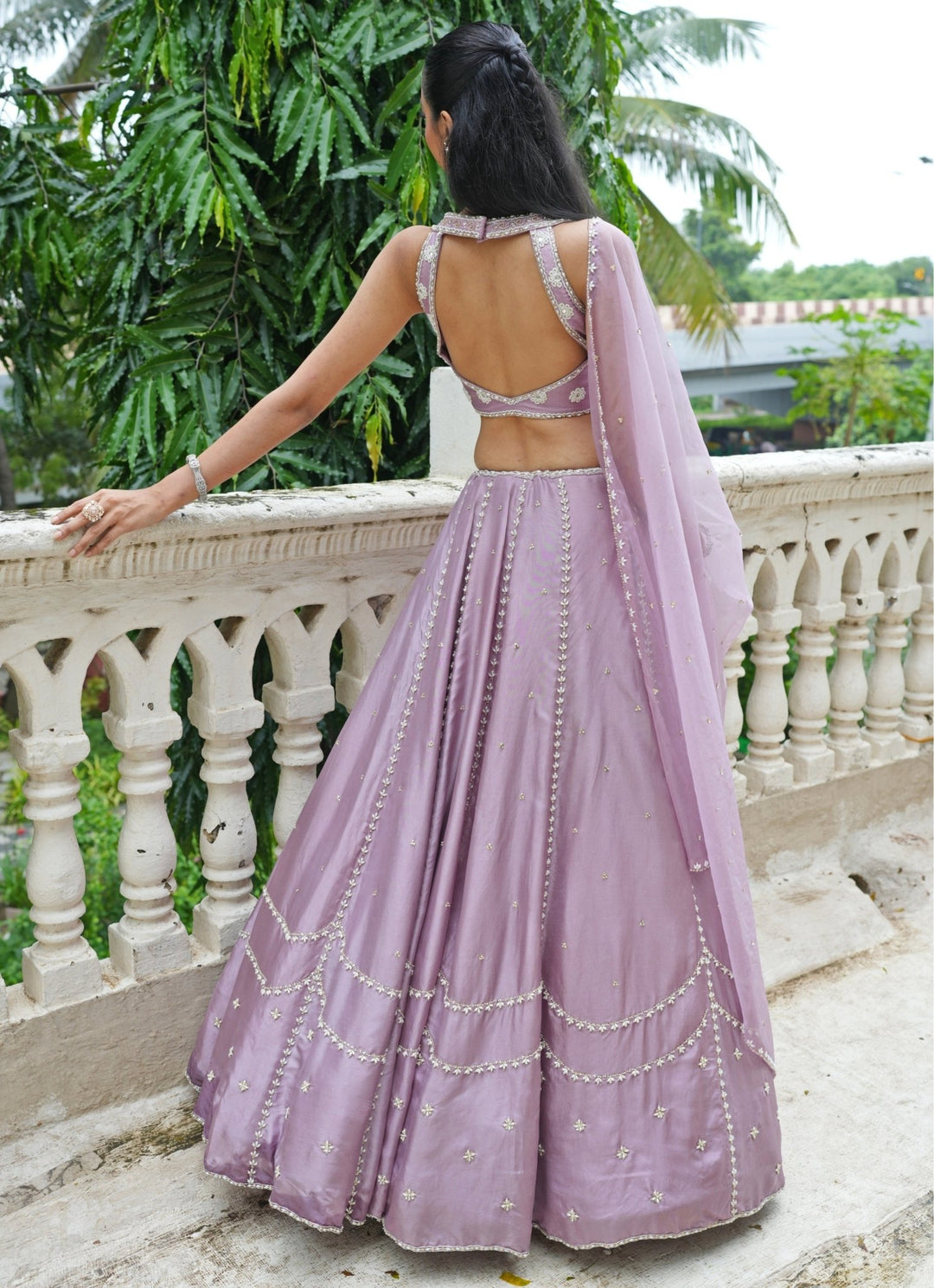 Lavender Embroidered Silk Lehenga Set Enamour by Radha - Fabilicious Fashion