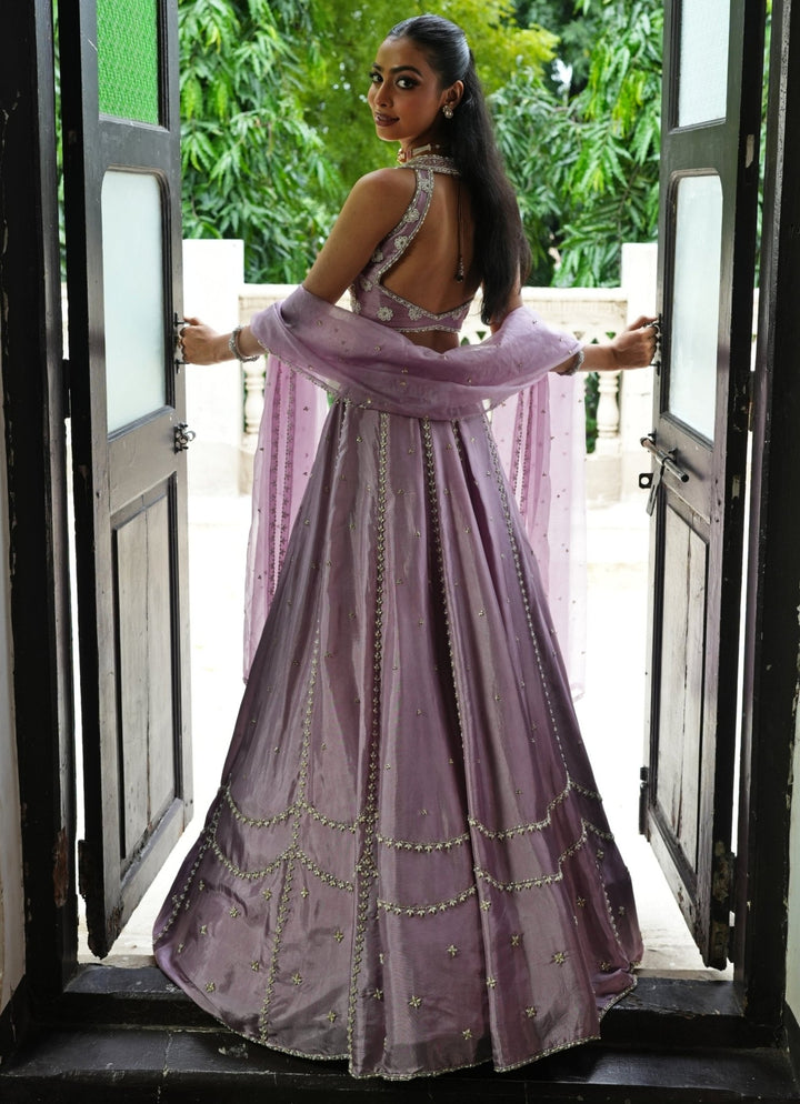 Lavender Embroidered Silk Lehenga Set Enamour by Radha - Fabilicious Fashion
