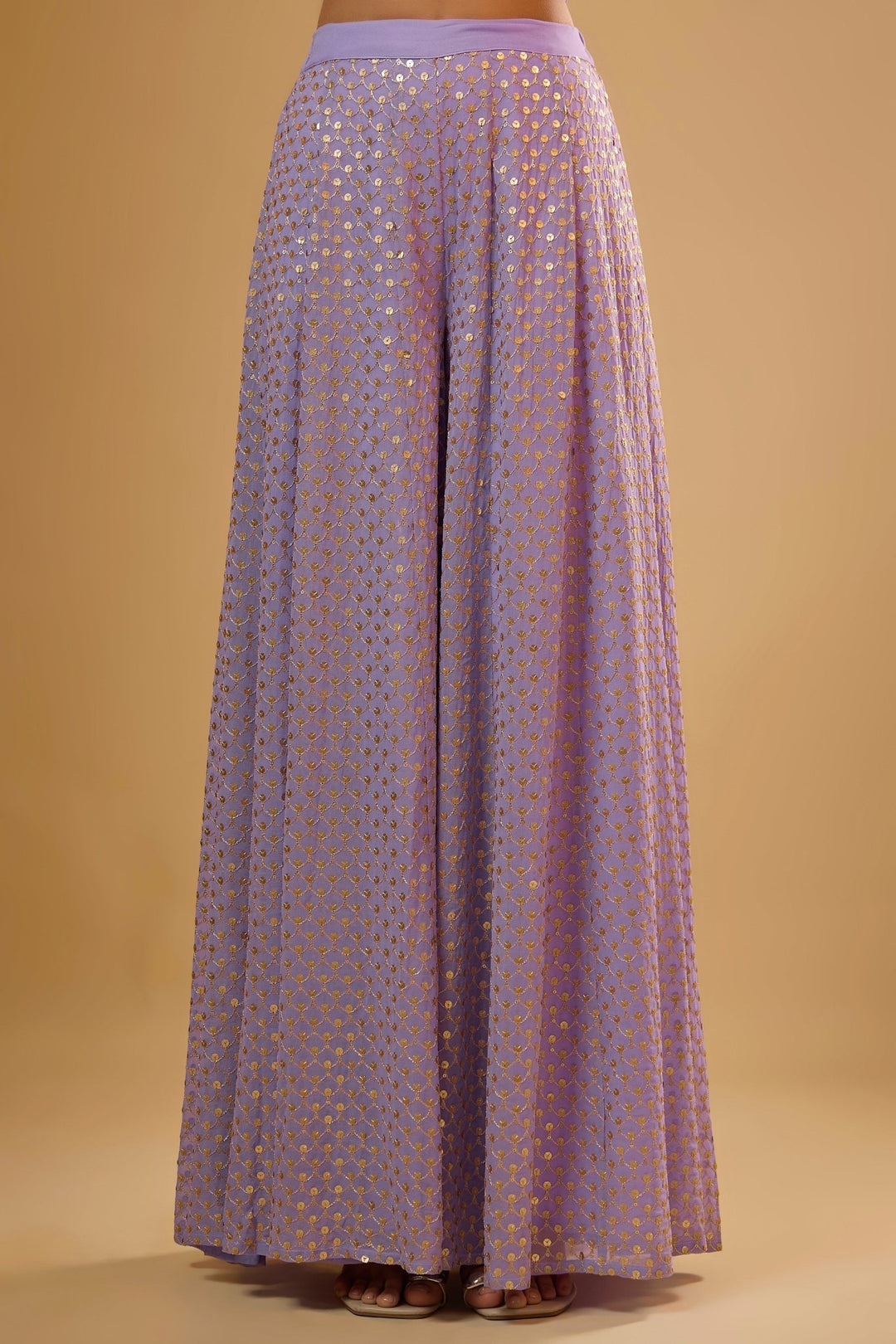 Lavender Georgette Kurta Sharara Set Renee Label - Fabilicious Fashion