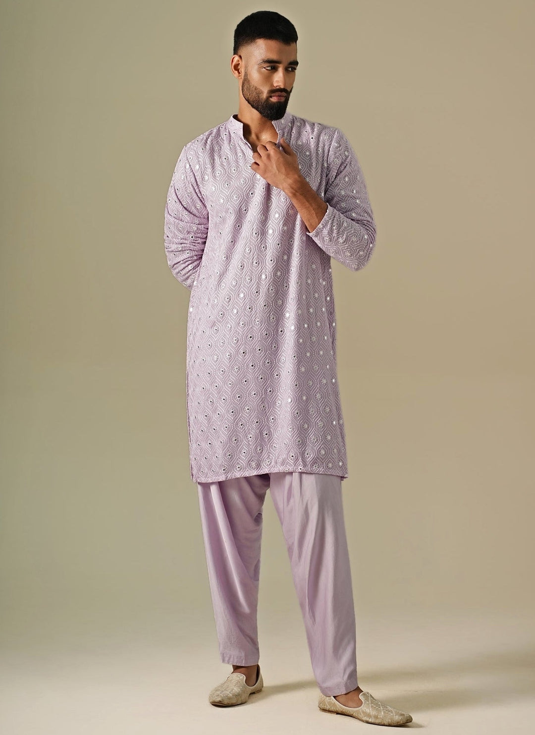 Darzi House Lavender Georgette Mirror Kurta SetFabilicious Fashion